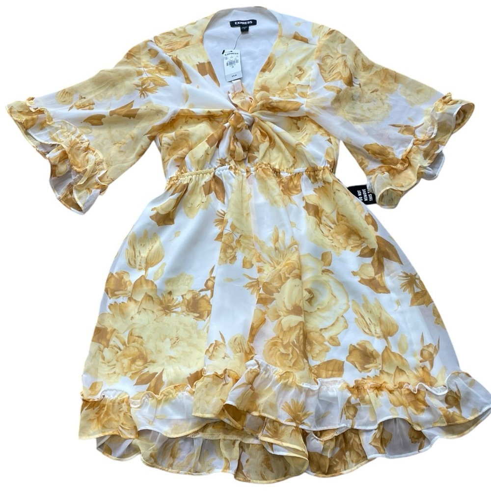 Yellow Floral Print Express Dress (XS)